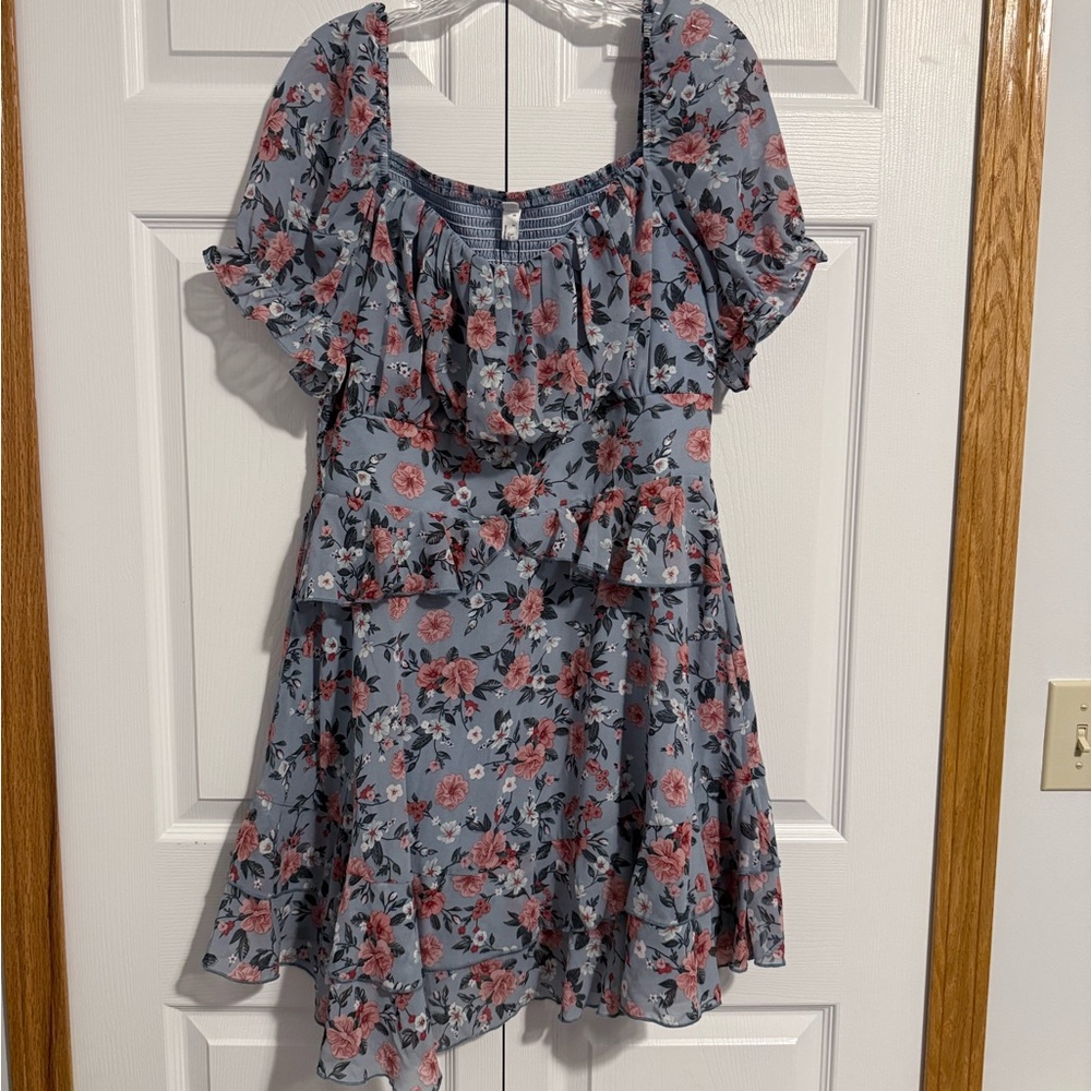 Floral Blue and Pink Dress